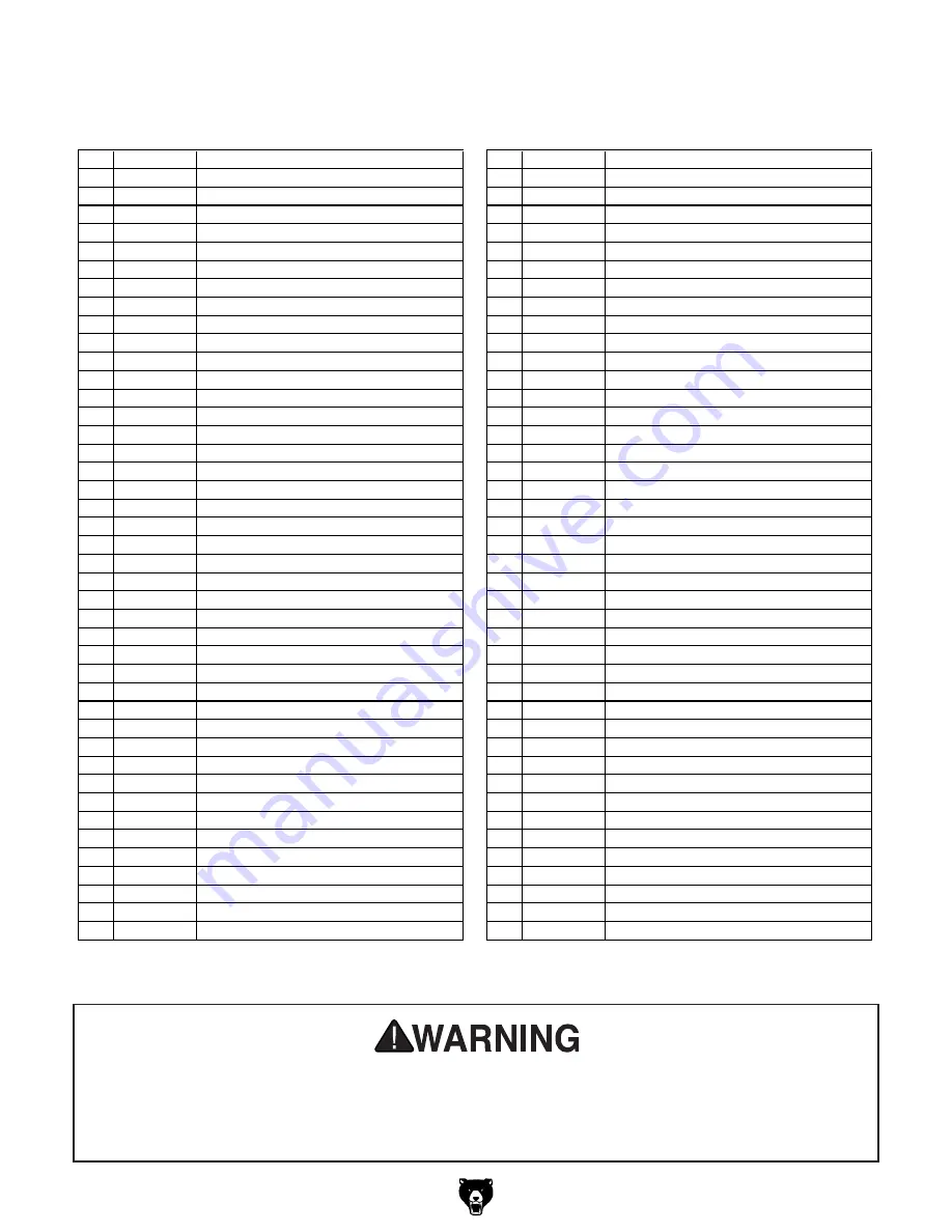 Grizzly G9986 Parts List Download Page 2