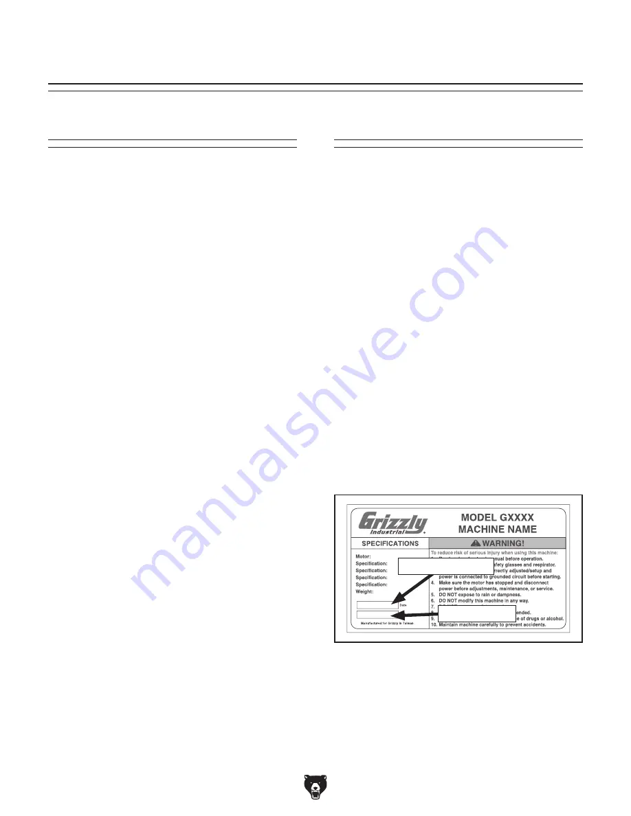 Grizzly T28366 Owner'S Manual Download Page 4