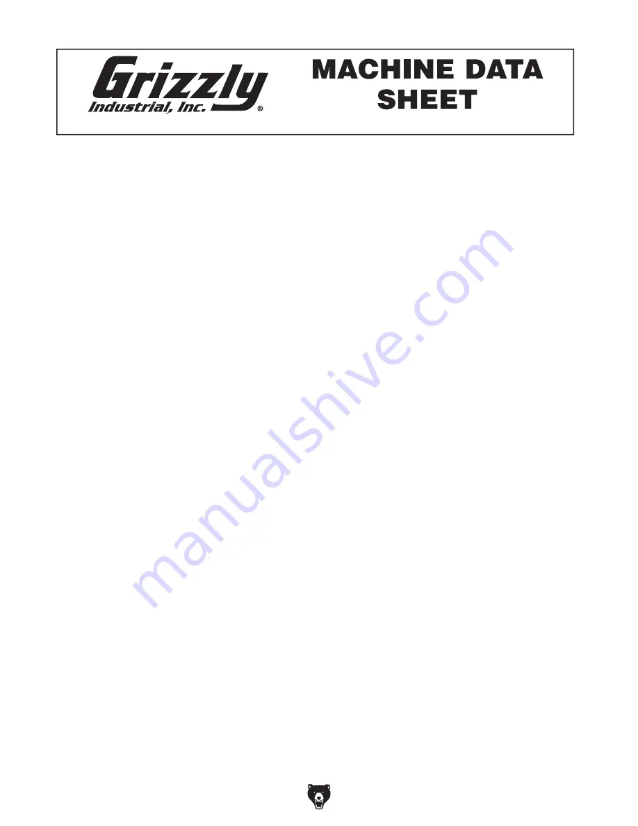 Grizzly T33300 Owner'S Manual Download Page 8