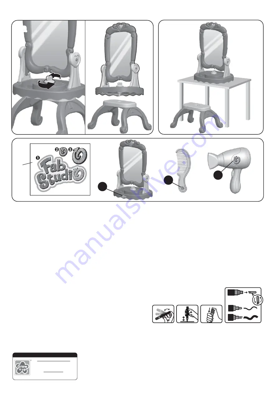 grow 'n up FabStudio 3-in-1 Vanity Easel Instruction Manual Download Page 3