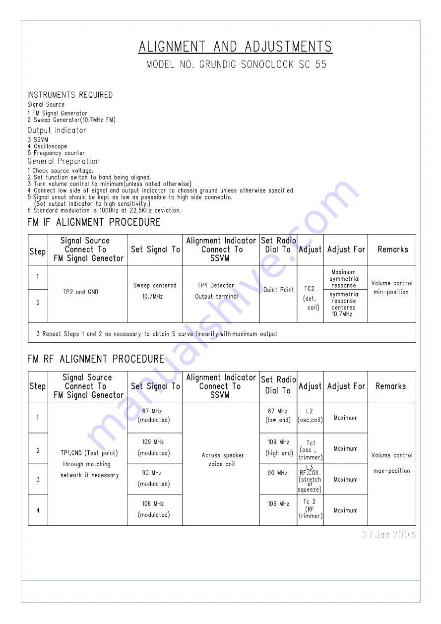 Grundig Sonoclock 55 SC 5305 Service Document Download Page 7