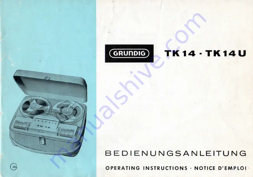 Grundig TK 14 Operating Instructions Manual Download Page 1