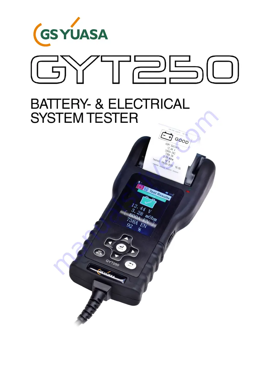 gs yuasa GYT250 Quick Start Manual Download Page 1