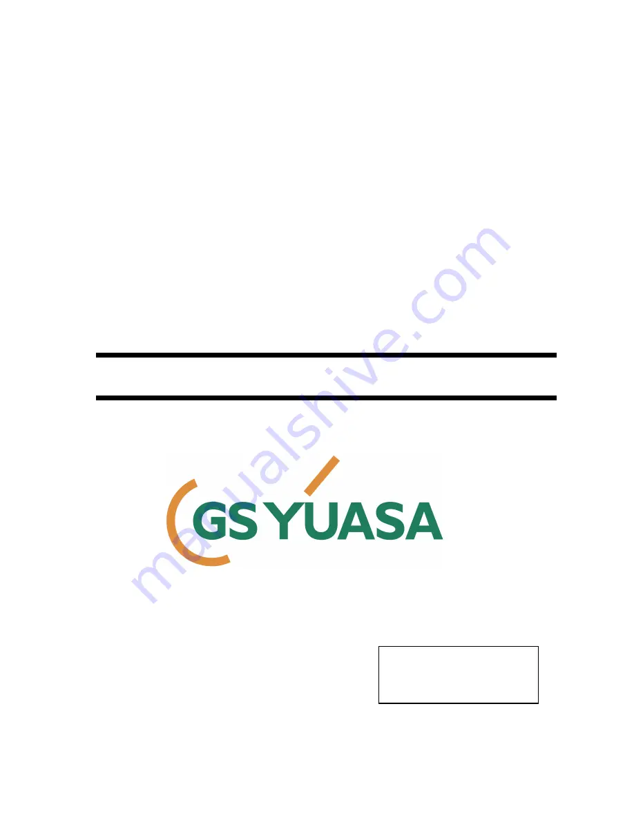 gs yuasa SLR-1000 Instruction Manual Download Page 1