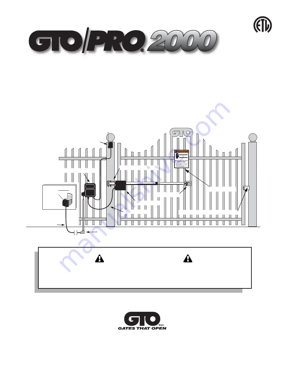 GTO SW-2000 Installation Manual Download Page 1