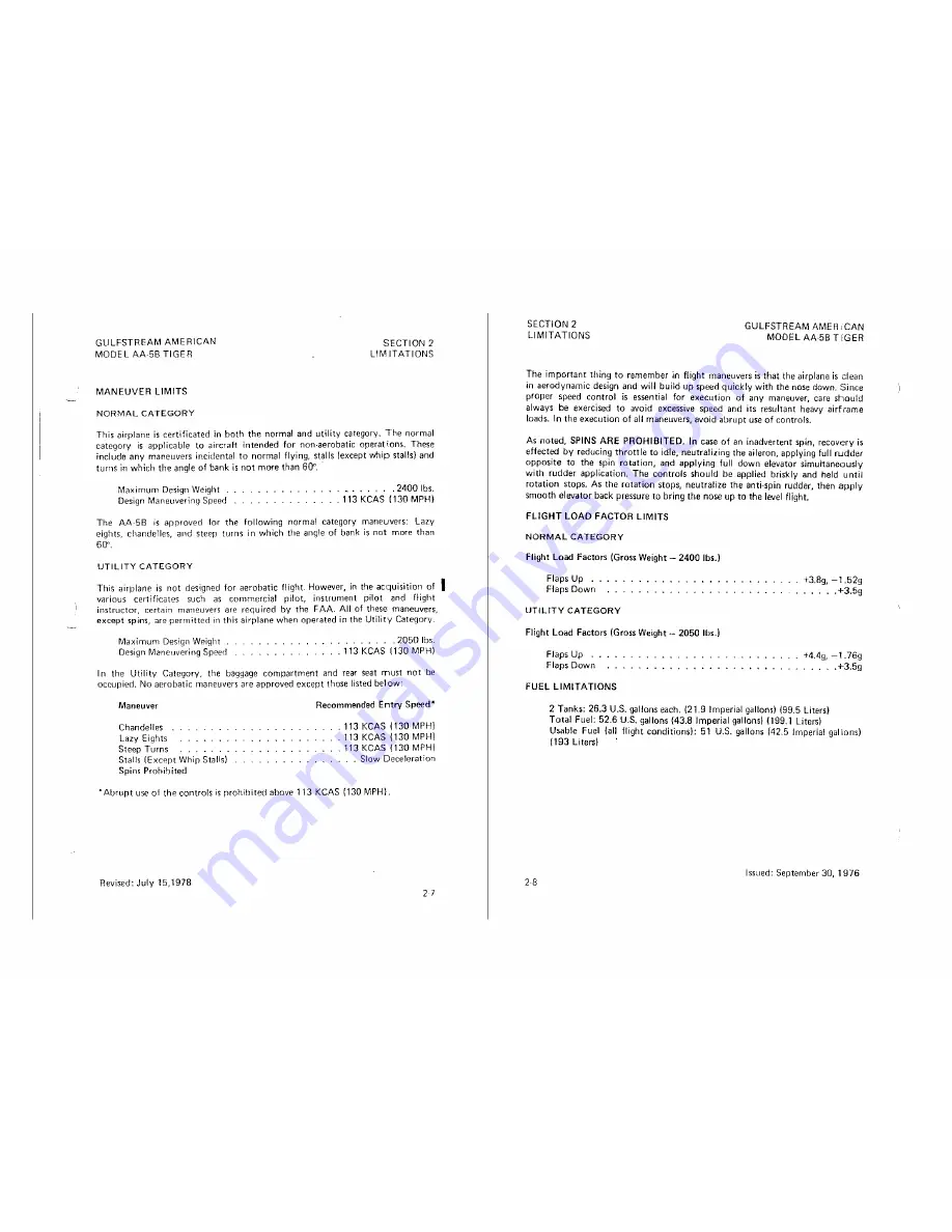Gulfstream Aerospace AA-58 TIGER 1977 Скачать руководство пользователя страница 15