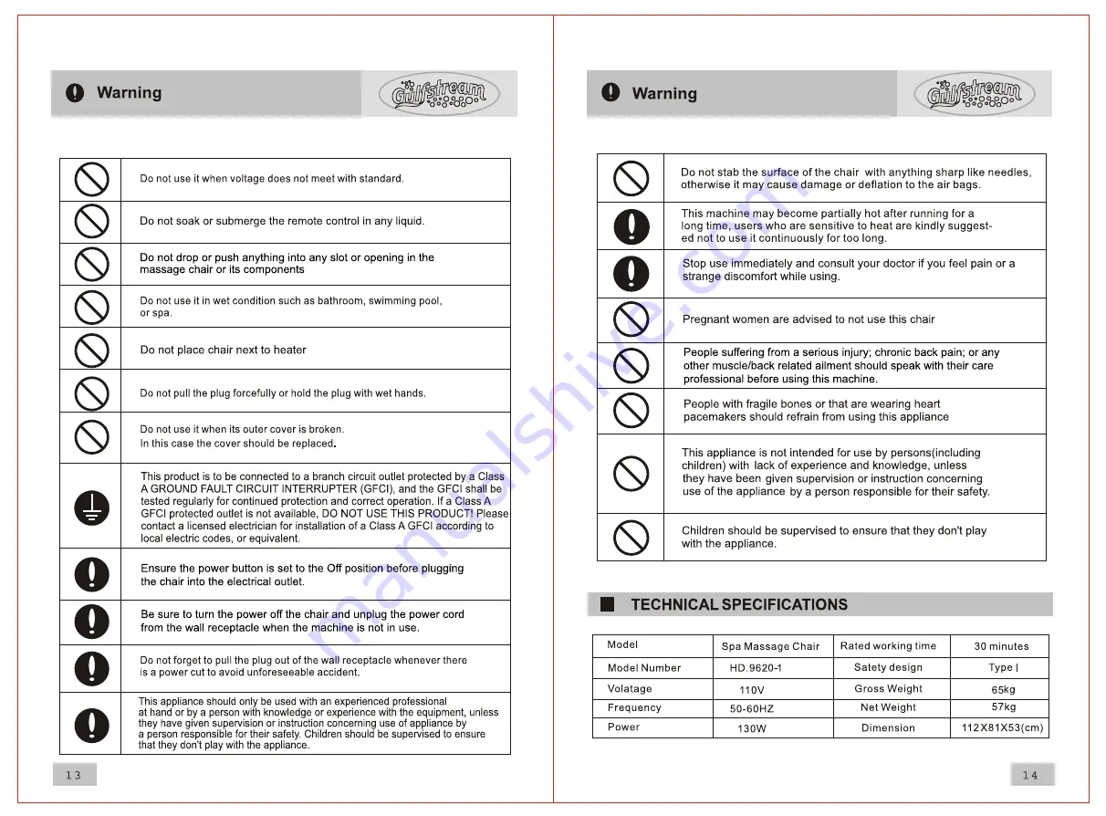 Gulfstream HD. 9620-1 Operation Manual Download Page 8