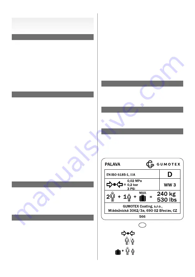 Gumotex PALAVA 400 Owner'S Manual Download Page 6