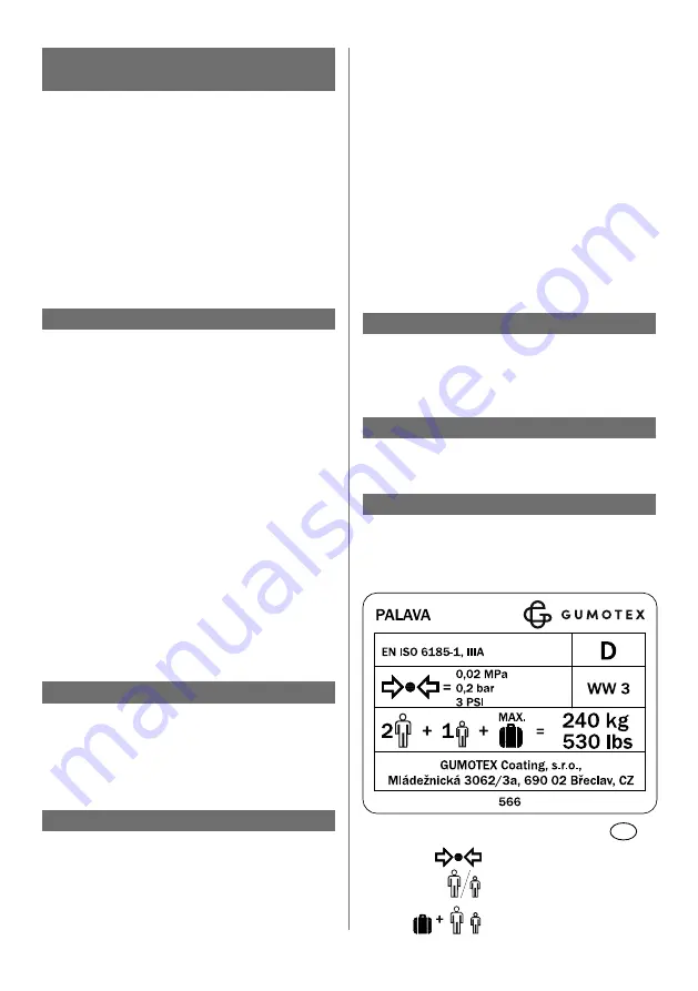 Gumotex PALAVA 400 Owner'S Manual Download Page 13