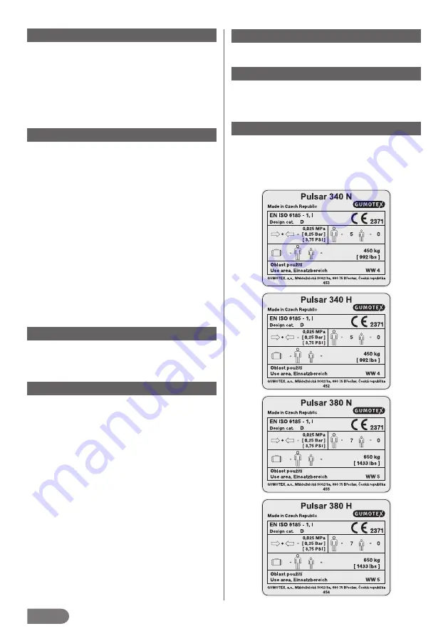 Gumotex PULSAR 340 User Manual Download Page 4