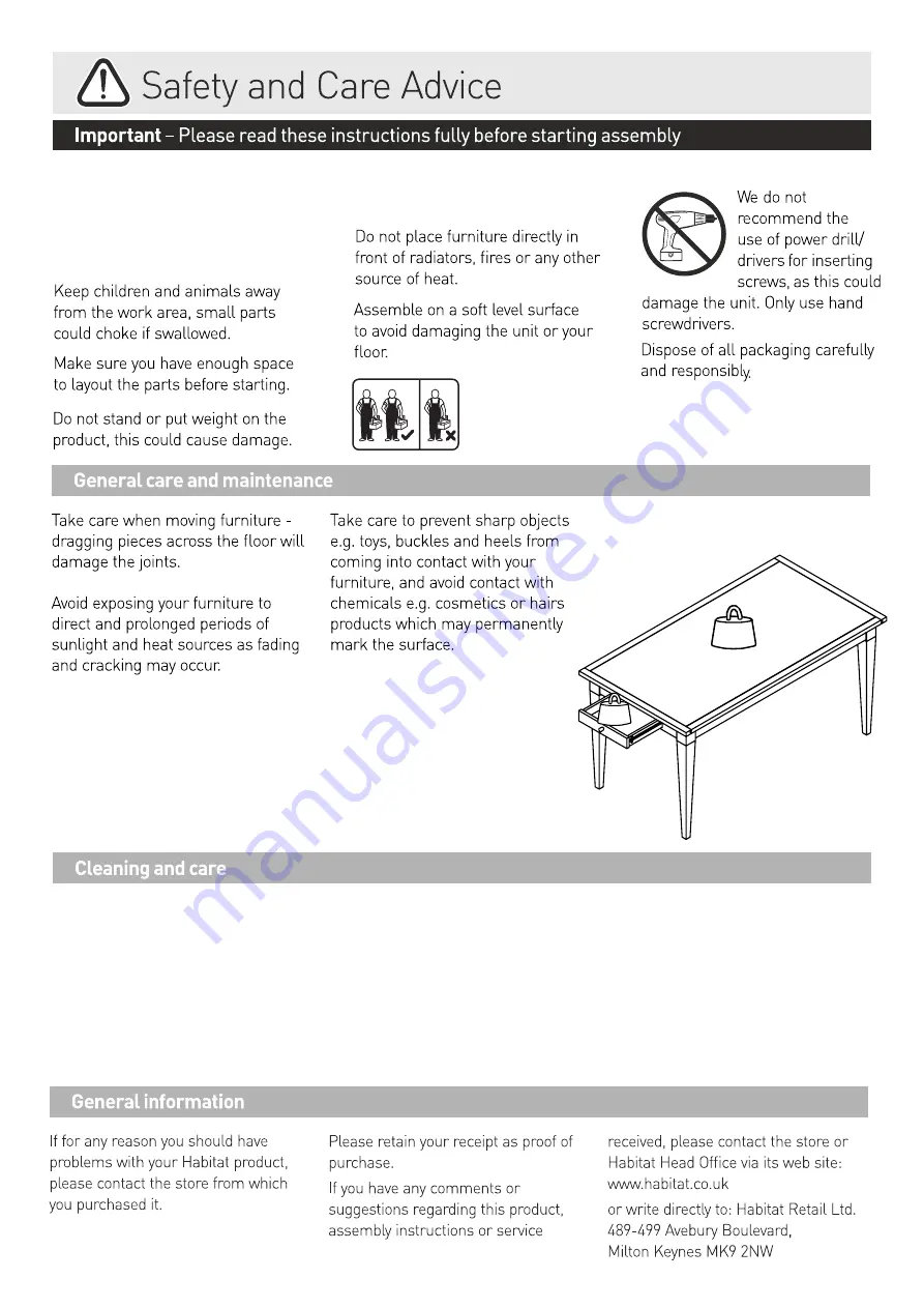 Habitat Anderson Dining Table ANDE-DT-SS19-A Скачать руководство пользователя страница 2