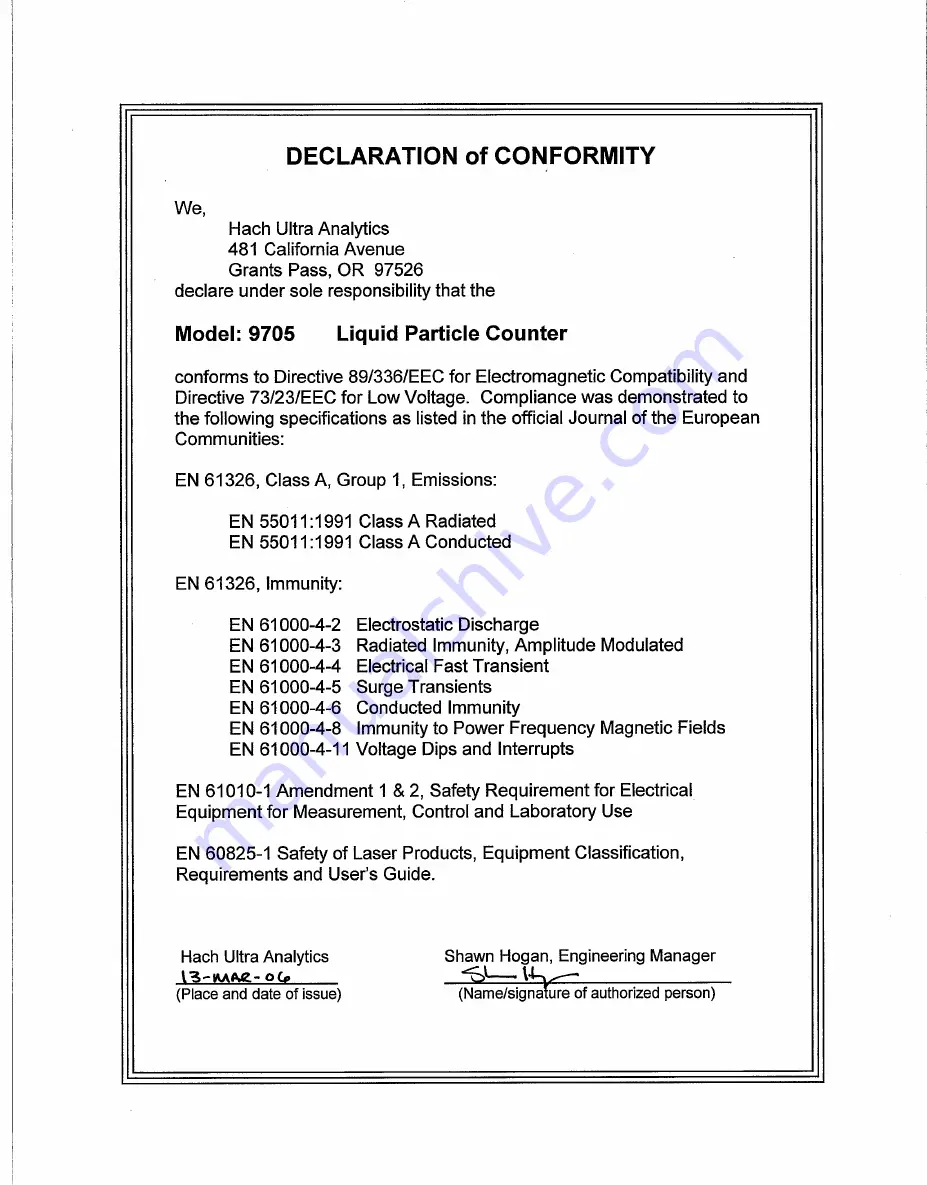 Hach HIAC 9705 Operator'S Manual Download Page 78