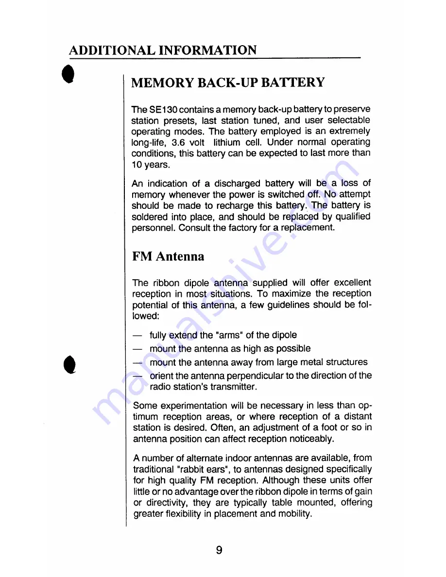 Hafler SE-130 Owner'S Manual Download Page 10