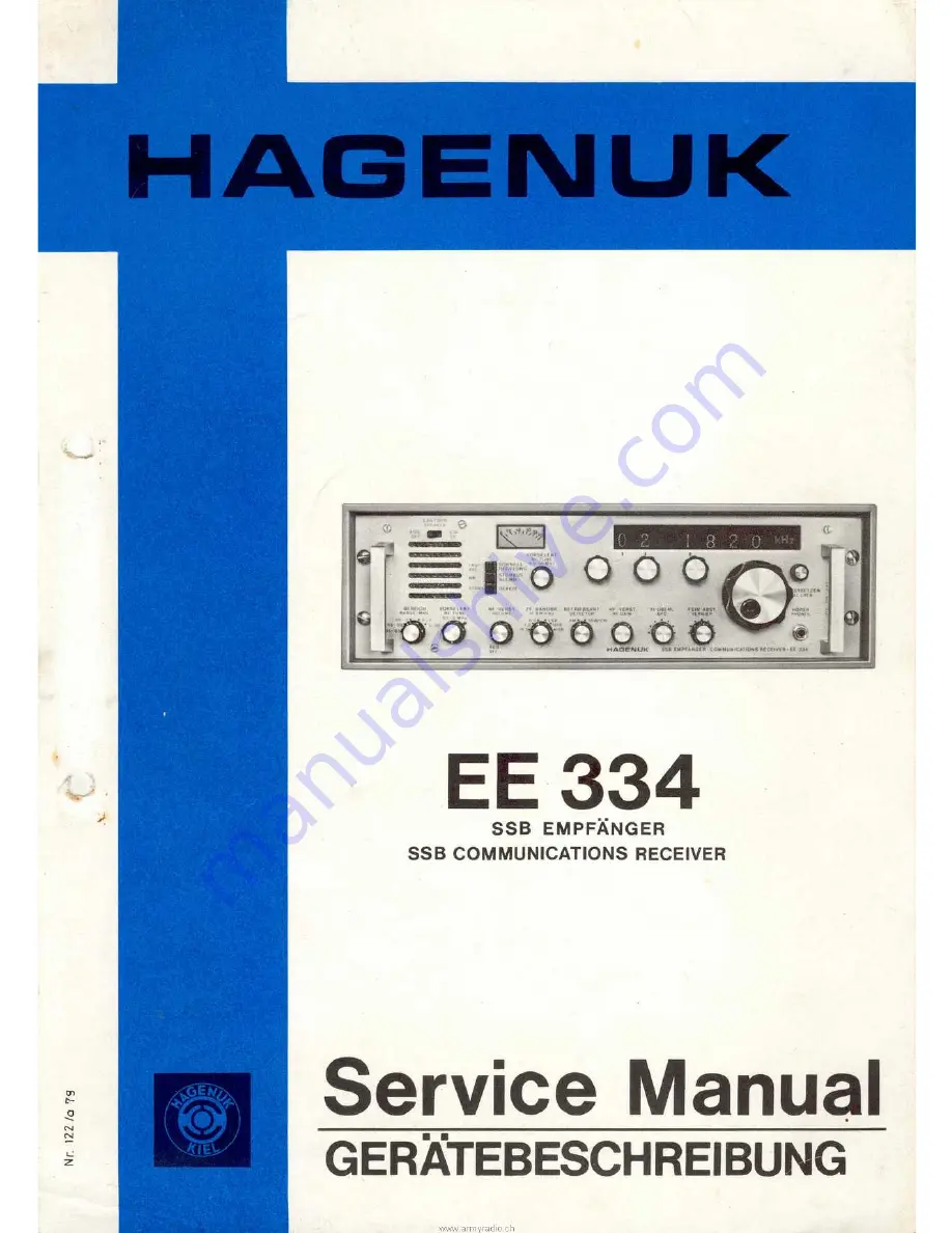 HAGENUK EE 334 Service Manual Download Page 1