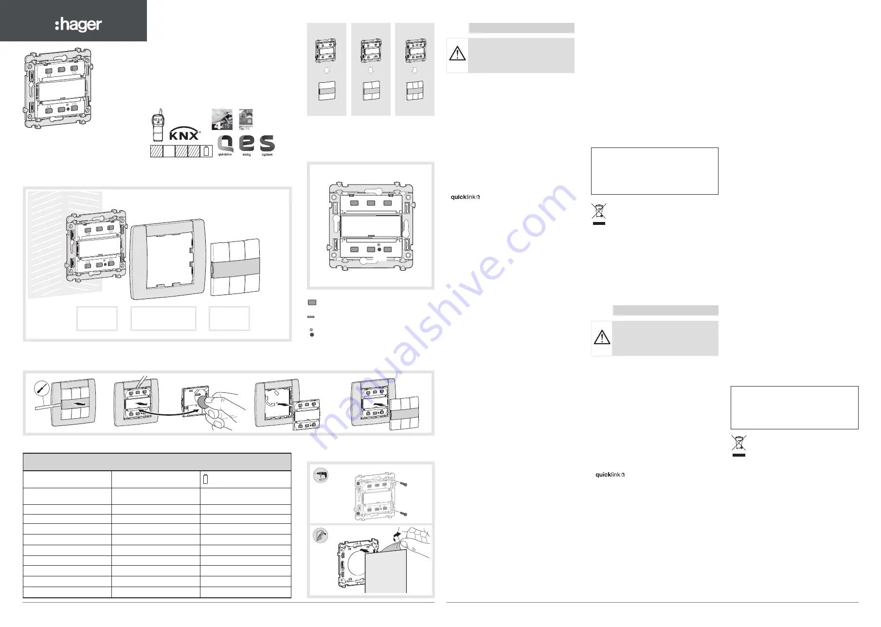 hager kallysta WKT30 R Series Quick Start Manual Download Page 3