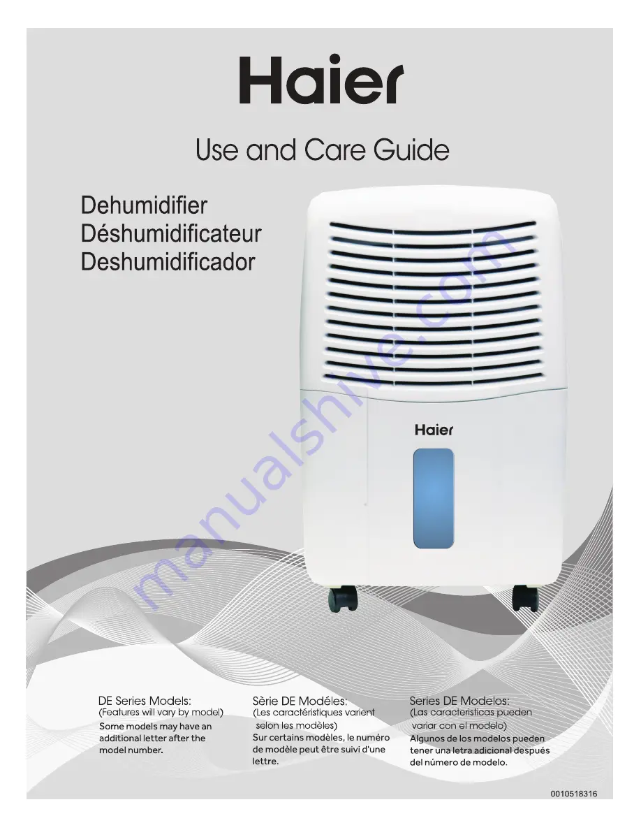 Haier DE Series Use And Care Manual Download Page 1