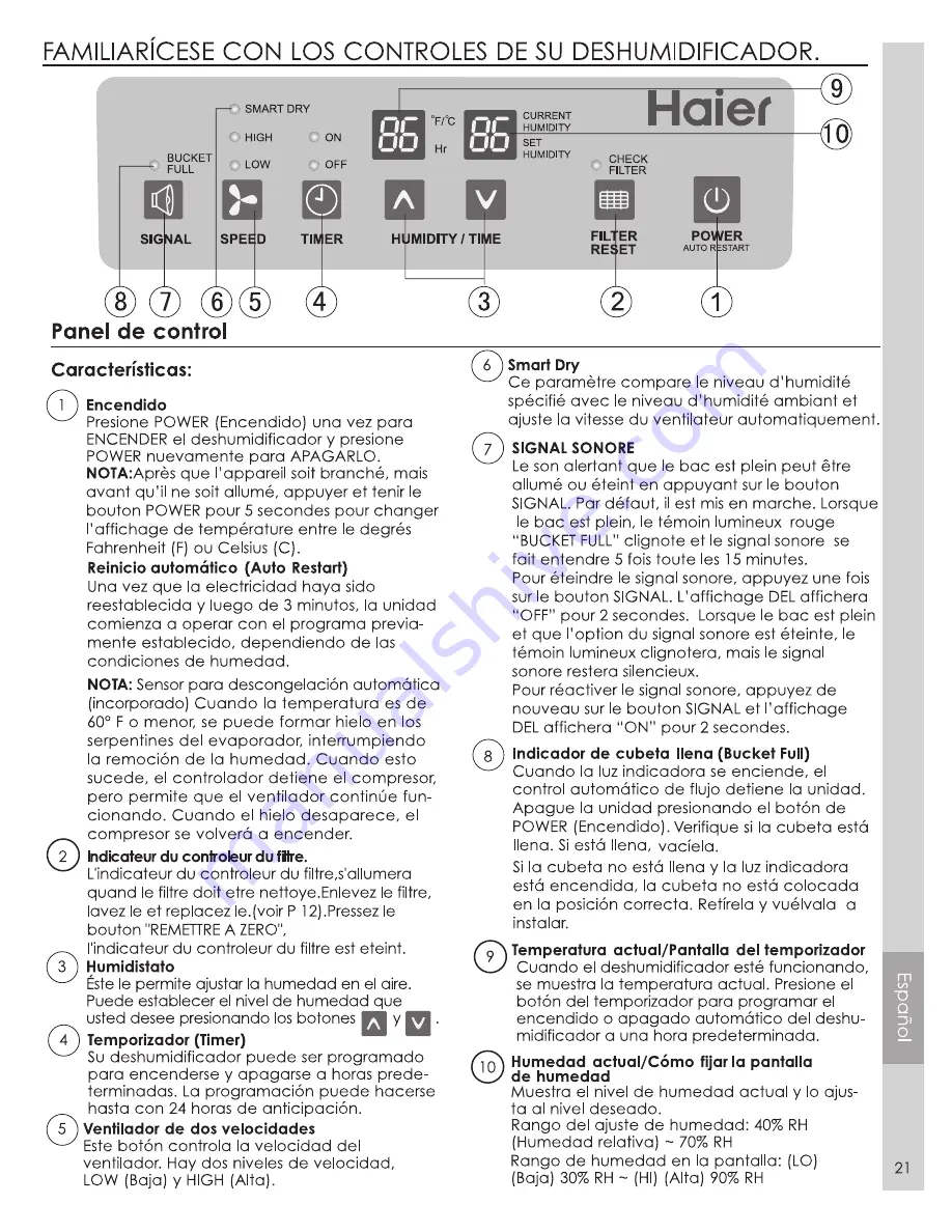 Haier DE Series Use And Care Manual Download Page 21