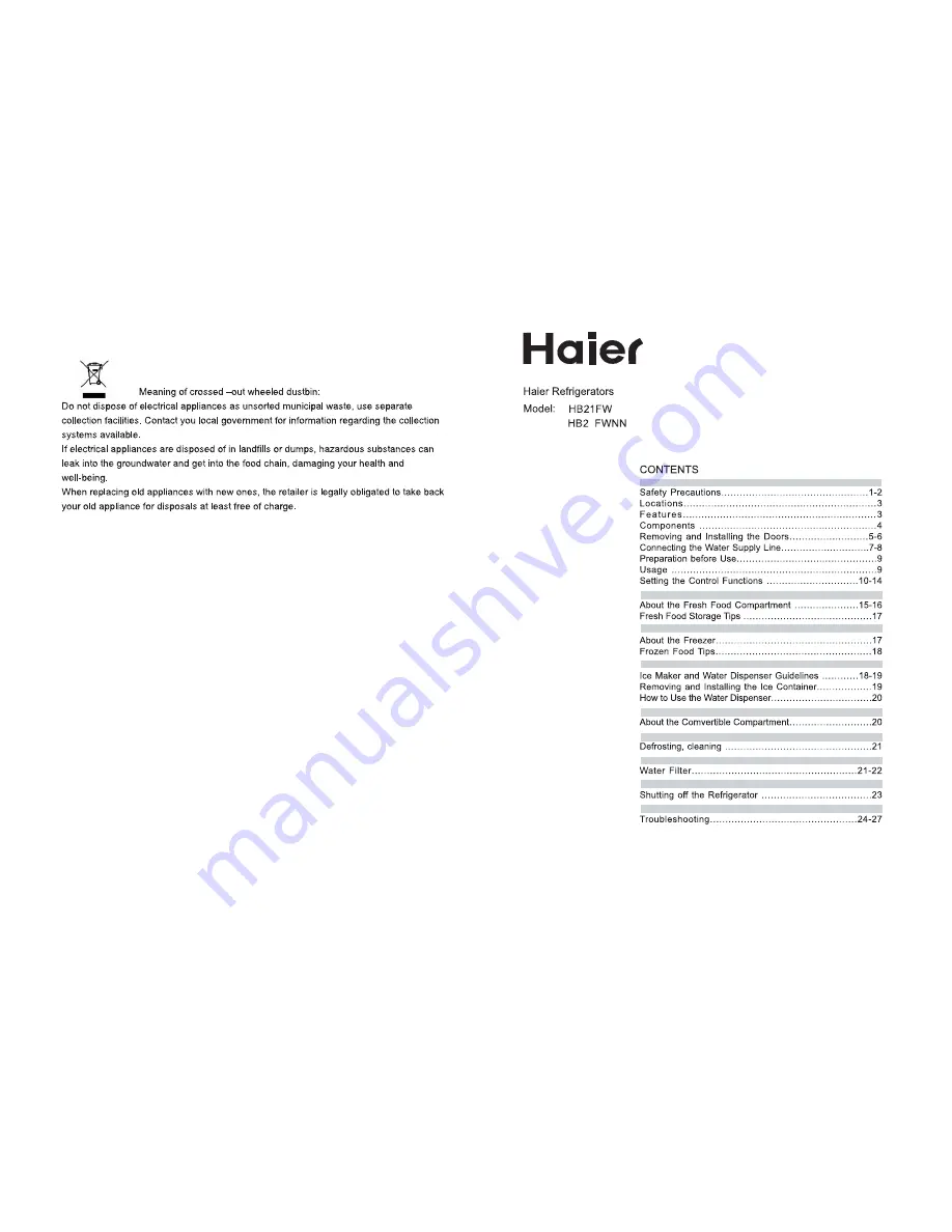 Haier HB22FWNN User Manual Download Page 1