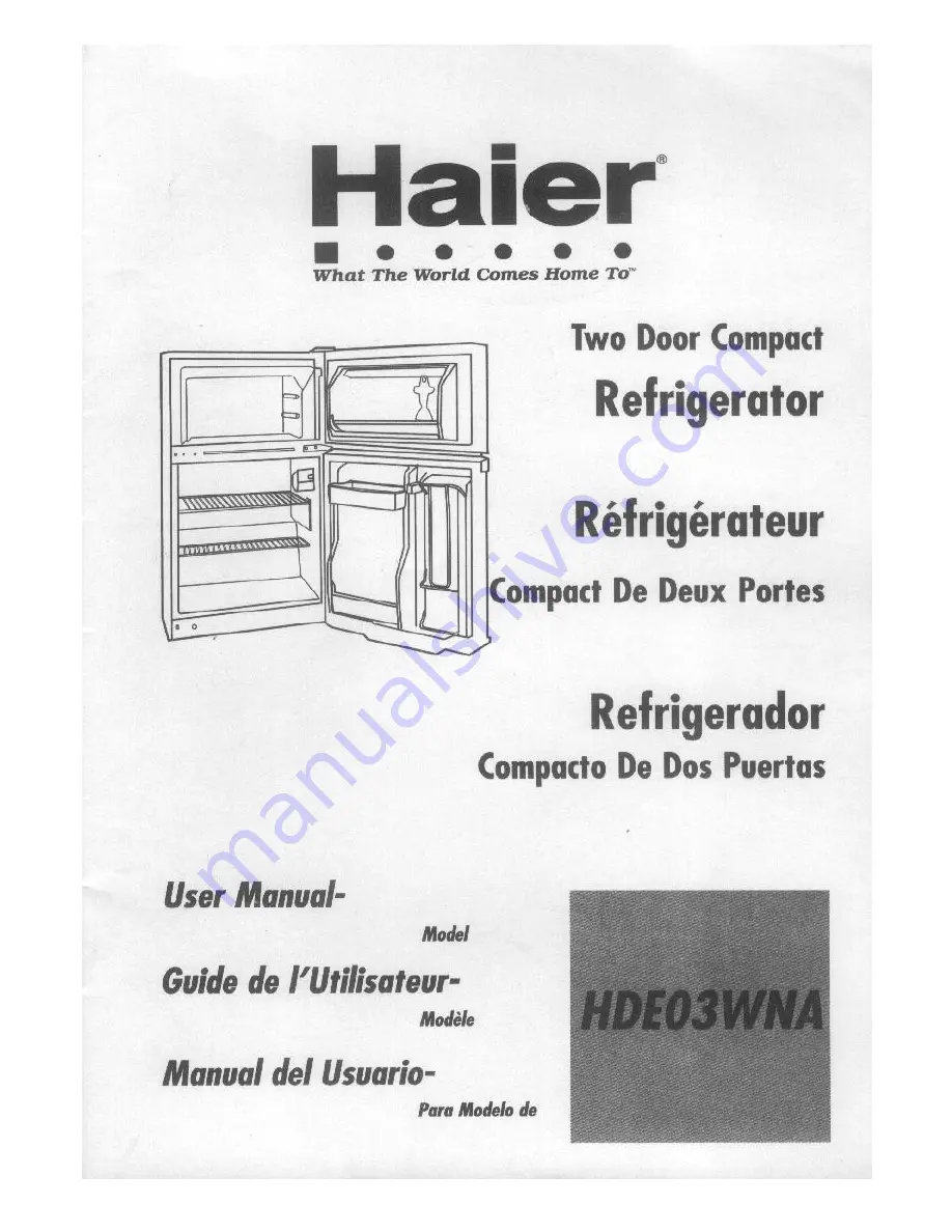 Haier HDE03WNAWW User Manual Download Page 1