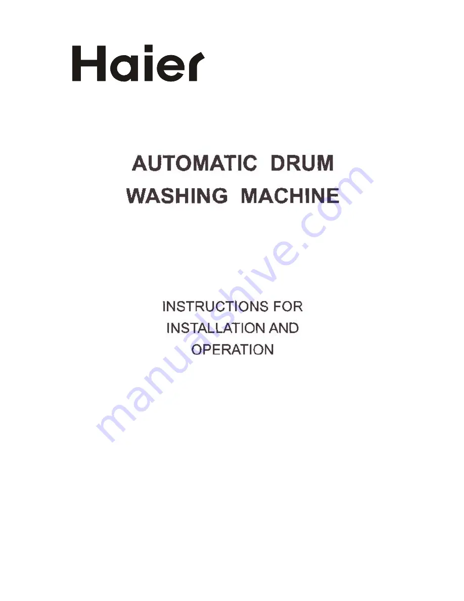 Haier HM1400TX Instructions For Installation And Operation Manual Download Page 1