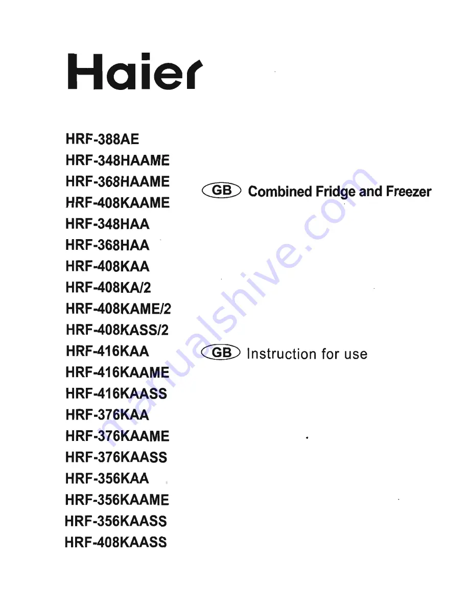 Haier HRF-416KAA Скачать руководство пользователя страница 1