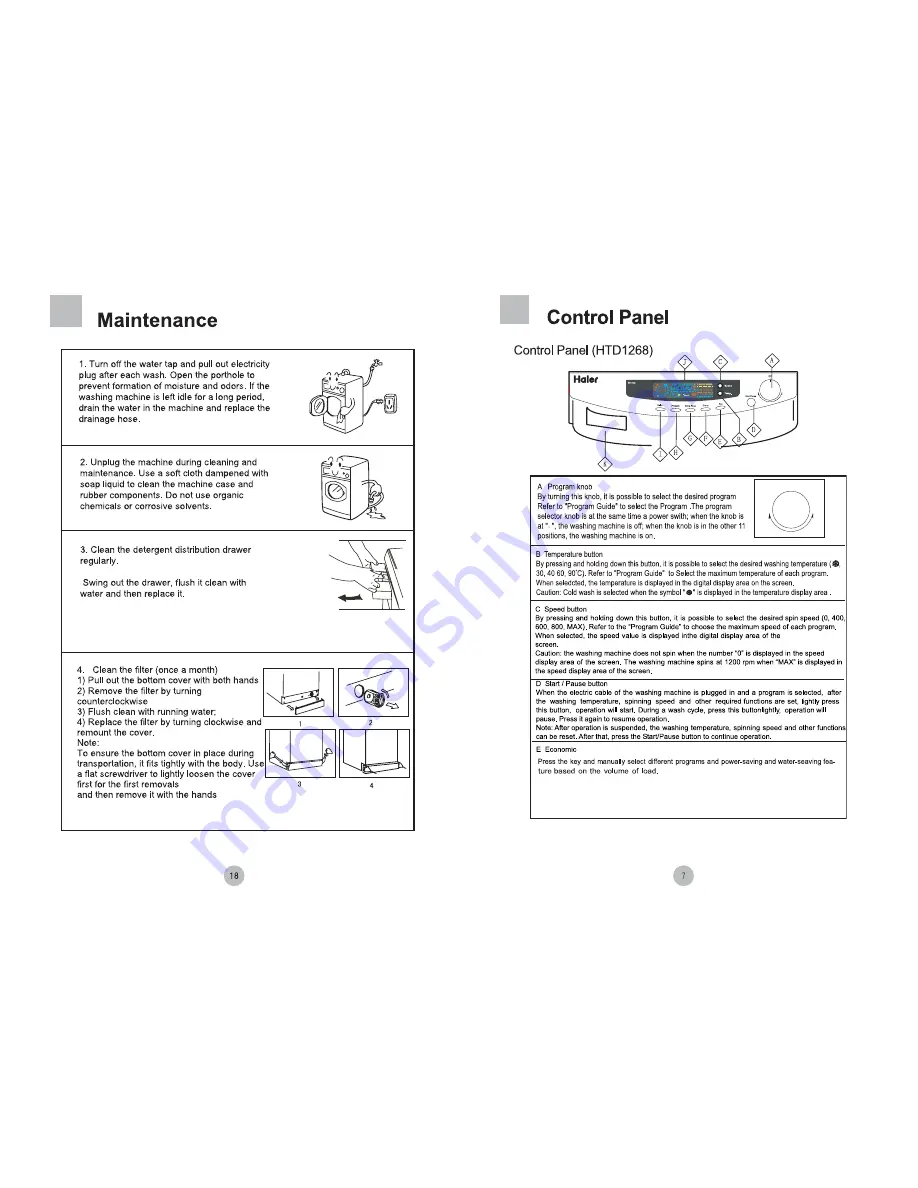 Haier HTD1268 Instruction Manual Download Page 9