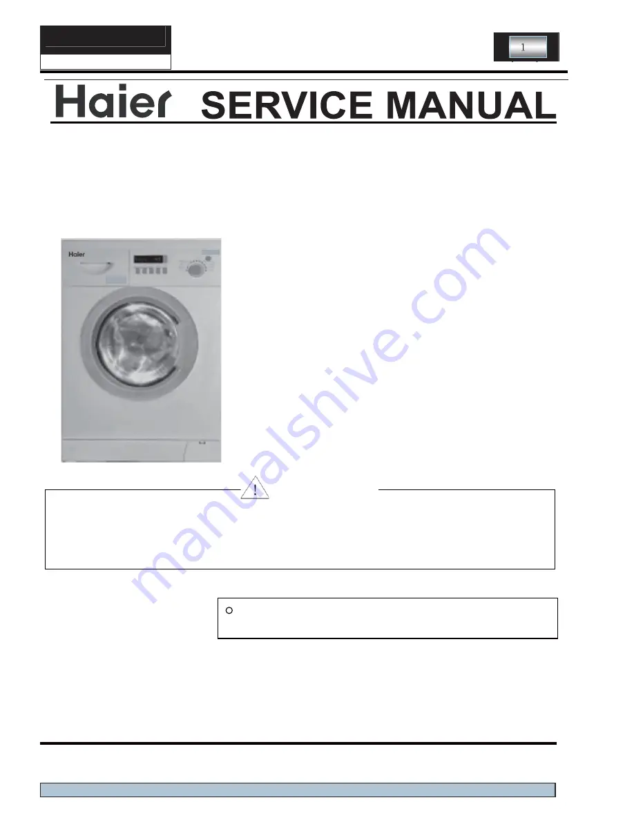 Haier HWD-C1200TXVE ME Service Manual Download Page 1