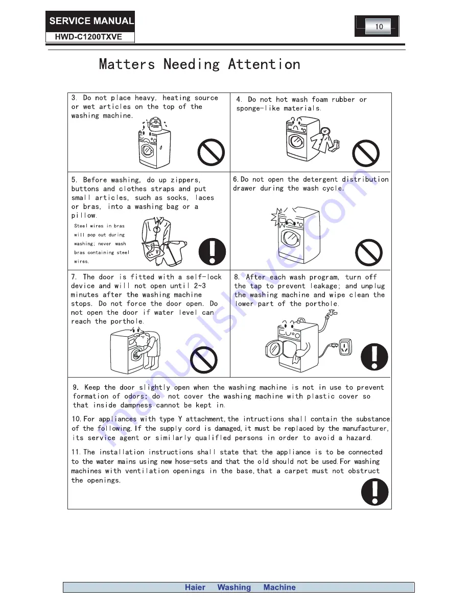 Haier HWD-C1200TXVE ME Скачать руководство пользователя страница 10