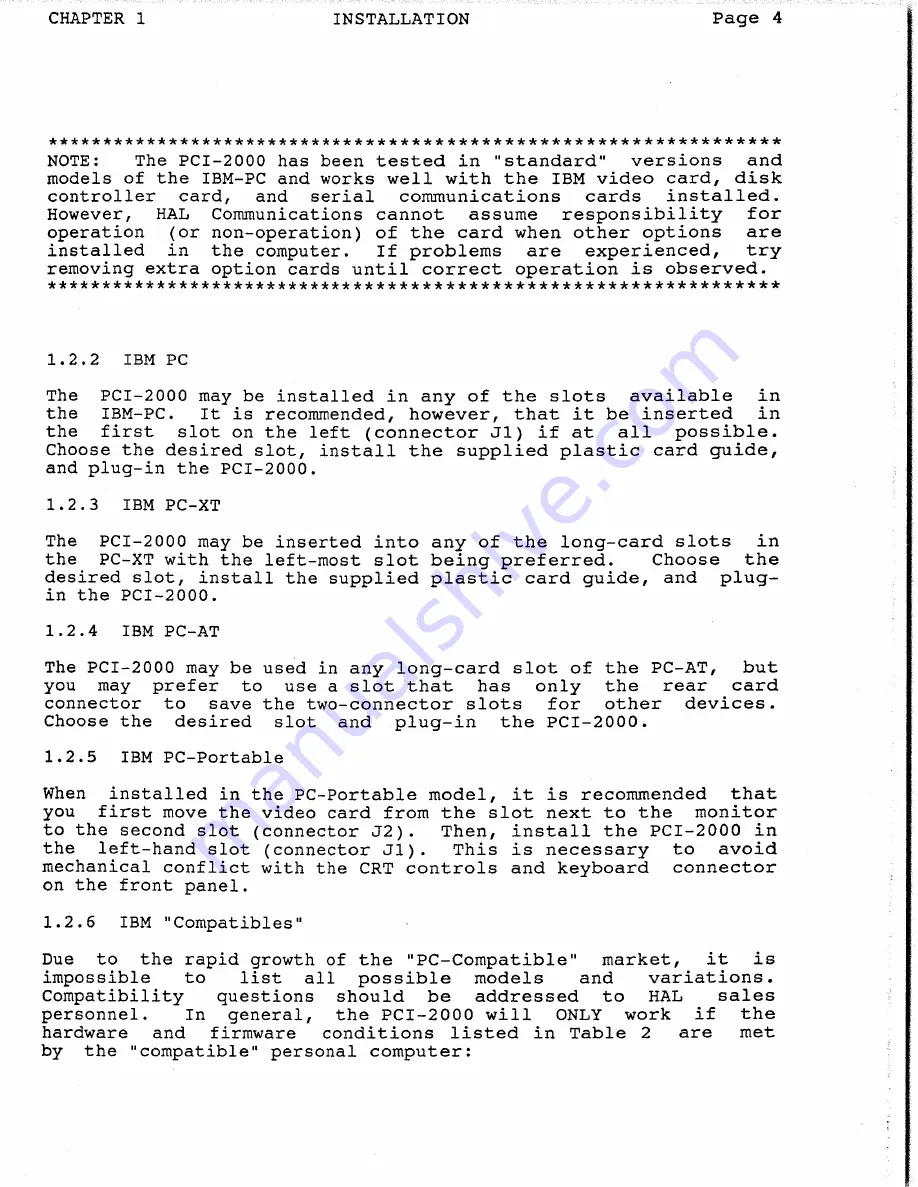 Hal Communications PCI-2000 Manual Download Page 8