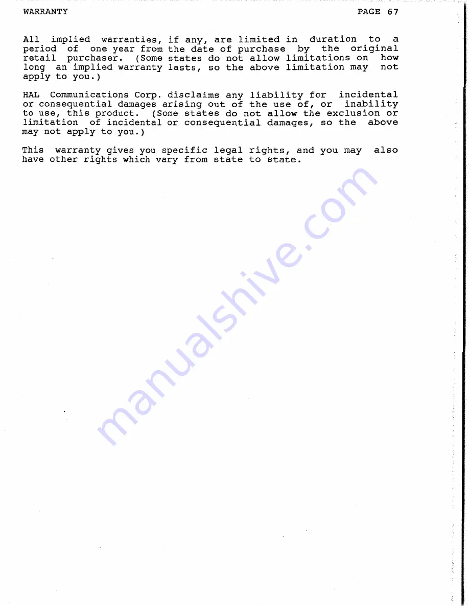 Hal Communications PCI-2000 Manual Download Page 71