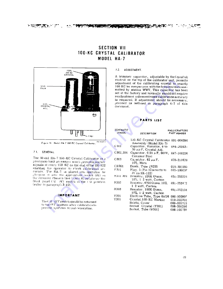 Hallicrafters SX-122 Operating And Service Instructions Download Page 20