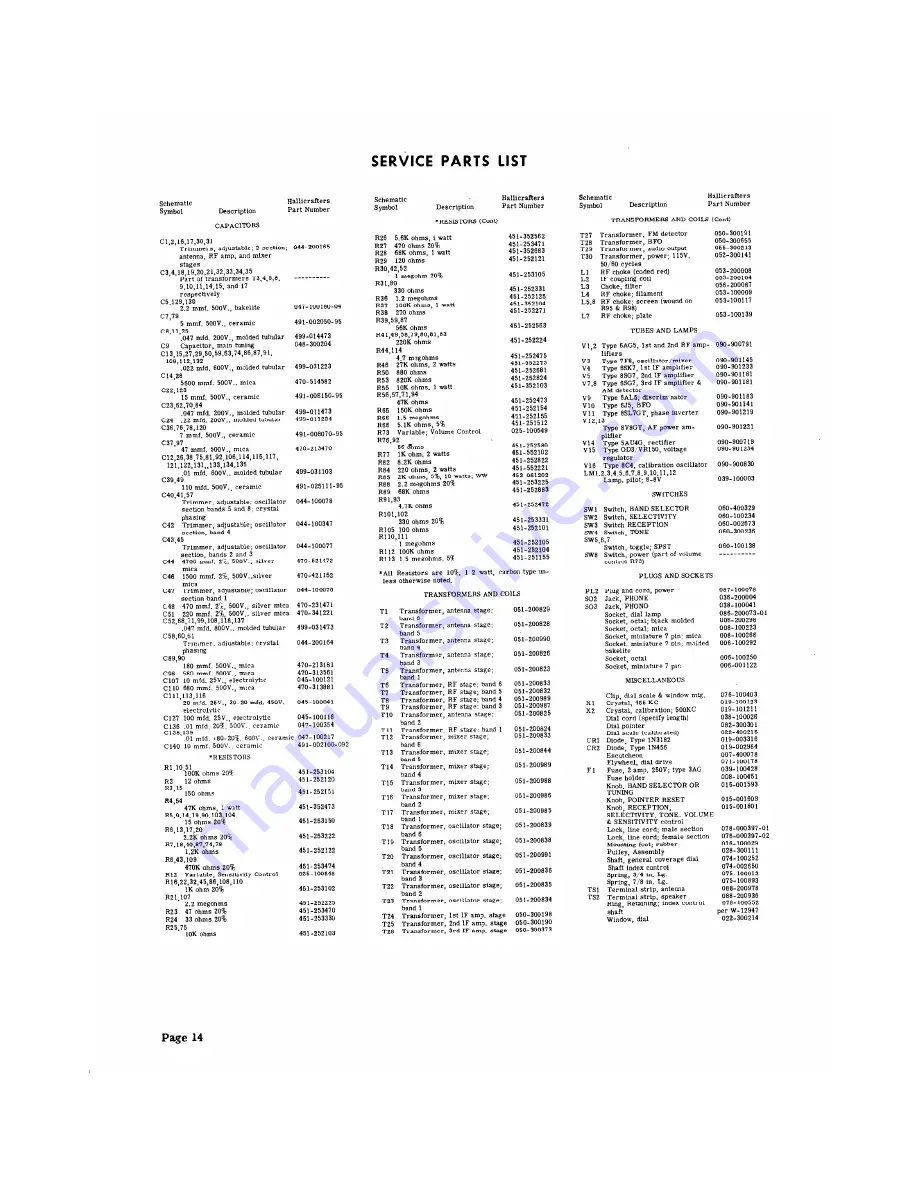 Hallicrafters SX-62B Operating And Service Instructions Download Page 14