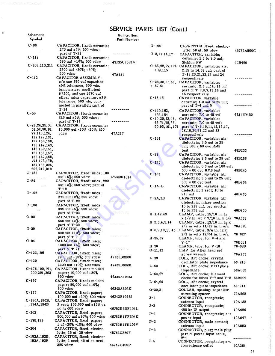 Hallicrafters SX-73 Operating And Service Instructions Download Page 25