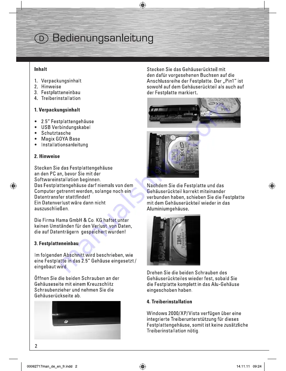 Hama 00062717-V2 Operating Instruction Download Page 2