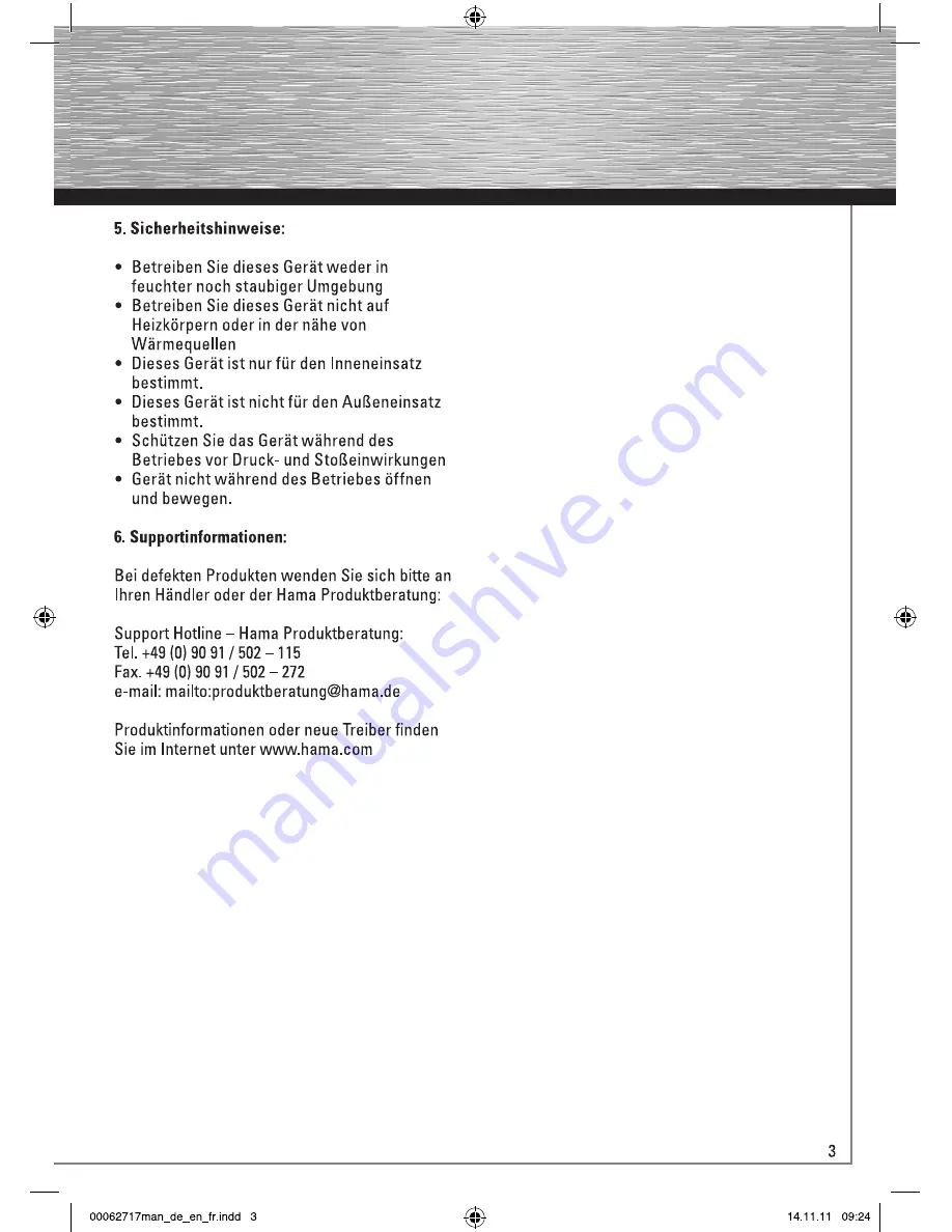 Hama 00062717-V2 Operating Instruction Download Page 3