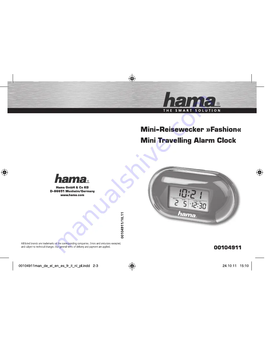 Hama 104911 Operating Instructions Manual Download Page 1