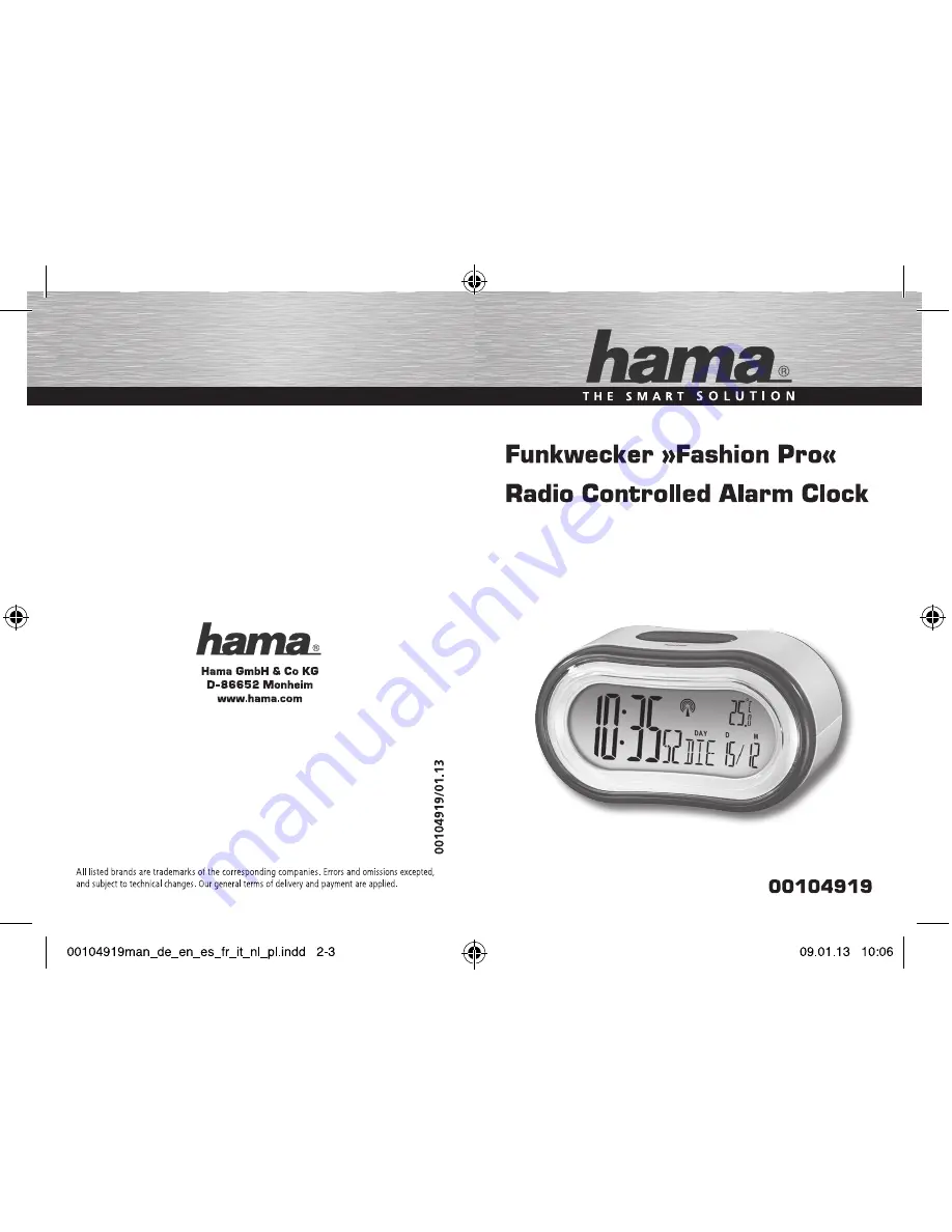 Hama 104919 Operating Instructions Manual Download Page 1