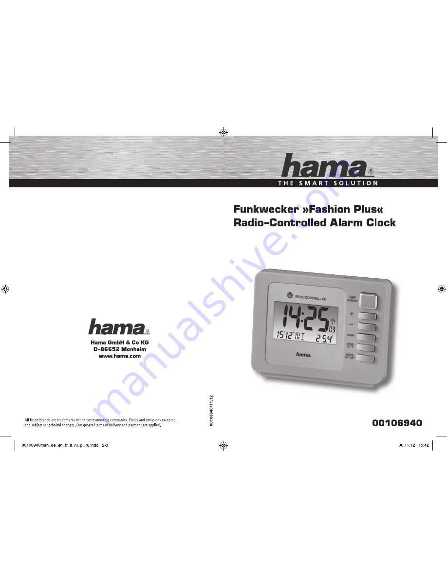 Hama 106940 Operating Instructions Manual Download Page 1