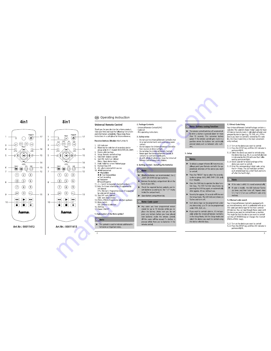 Hama 11412 Operating	 Instruction Download Page 2