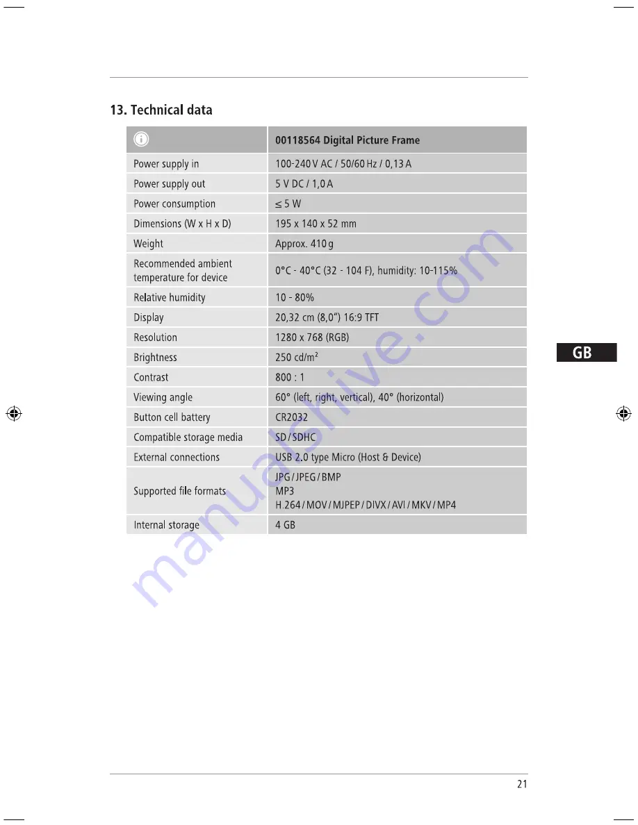 Hama 118564 Operating	 Instruction Download Page 21