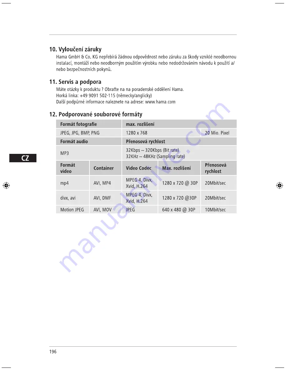 Hama 118564 Operating	 Instruction Download Page 196