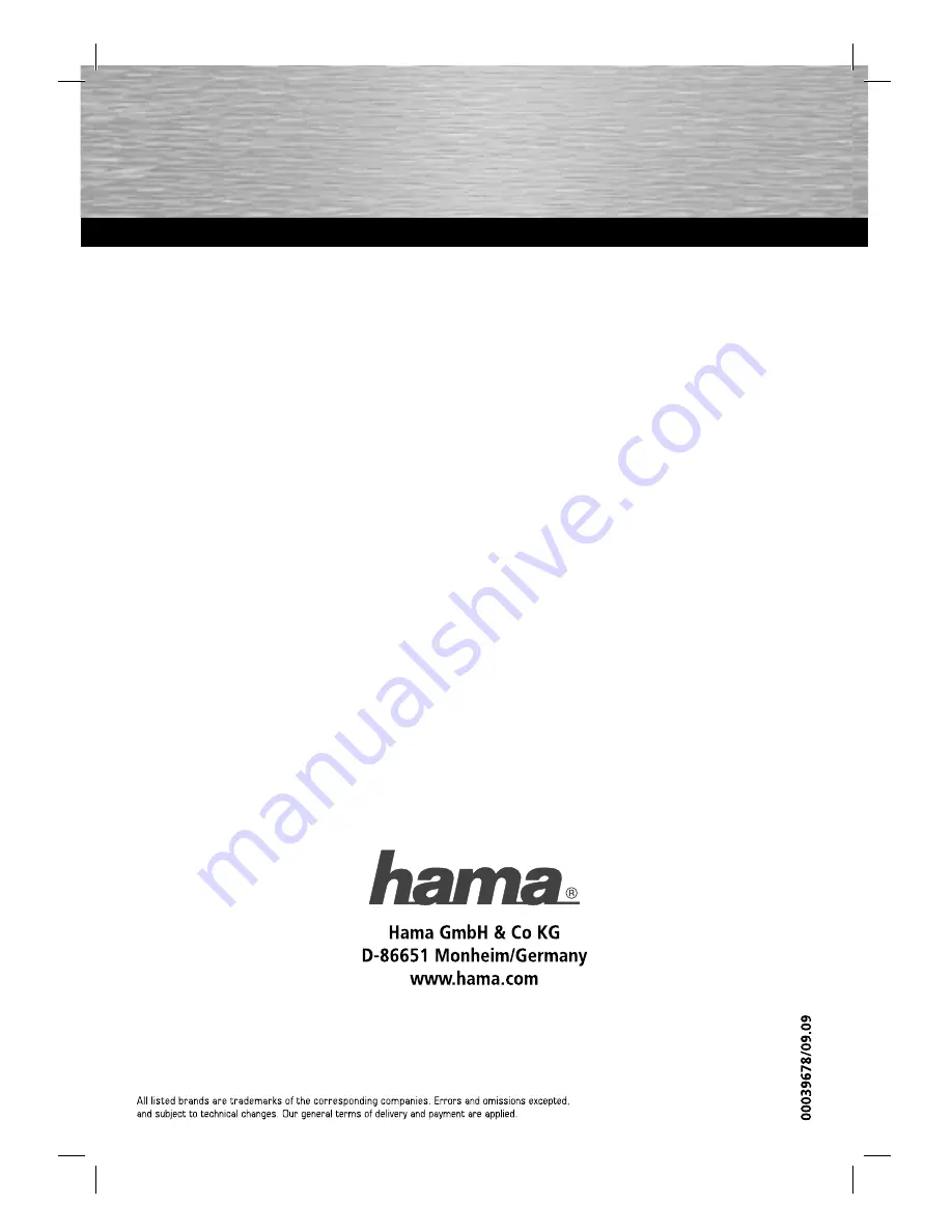 Hama 39678 Operating	 Instruction Download Page 1