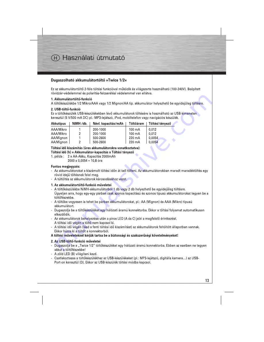 Hama 87041 Operating Instructions Manual Download Page 13