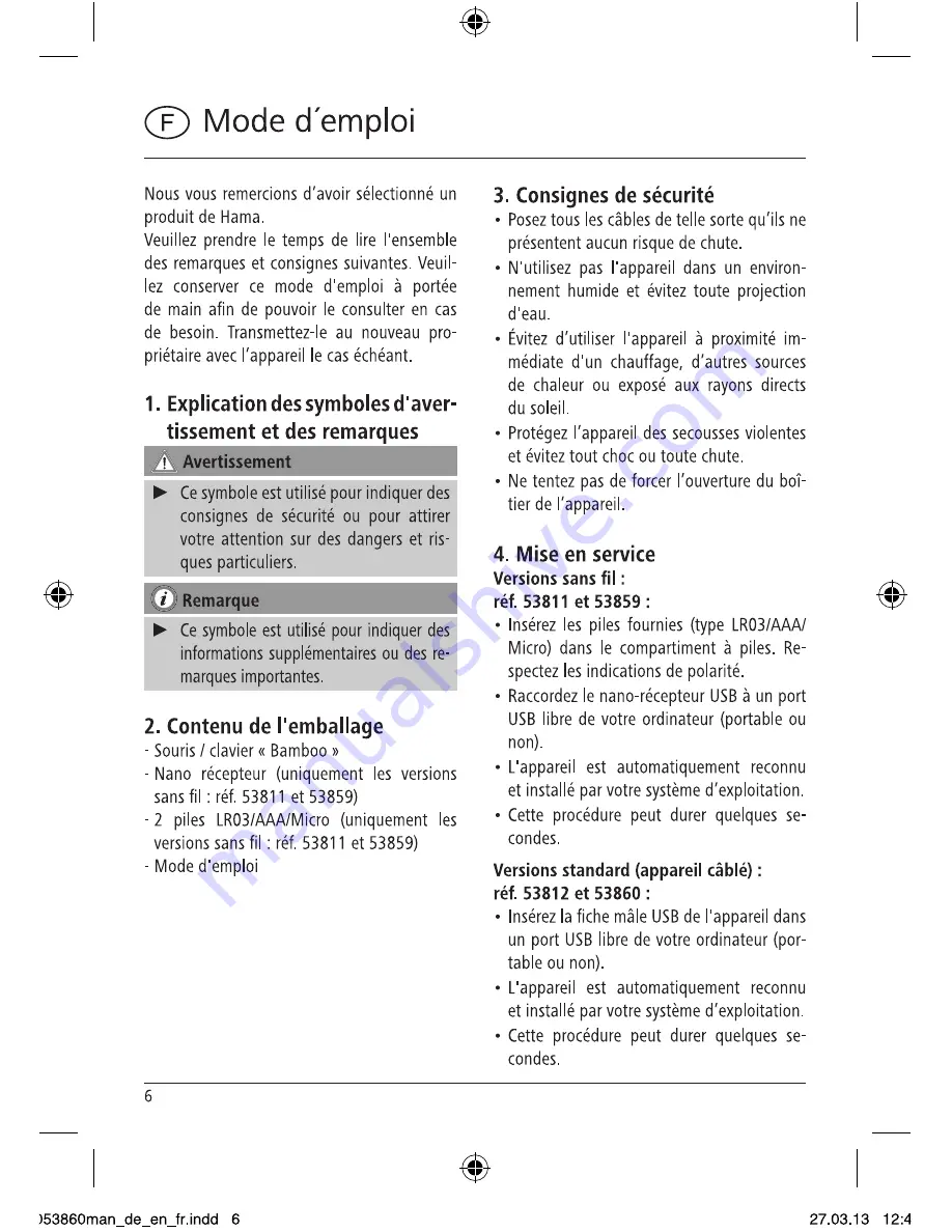 Hama BAMBOO Wireless Multimedia Keyboard Operating Instructions Manual Download Page 6