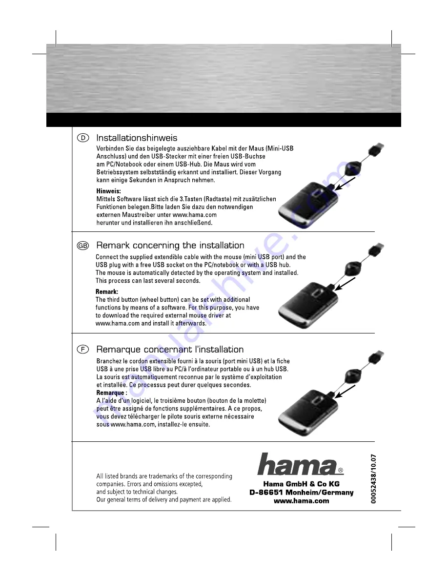 Hama M520 Operating	 Instruction Download Page 1