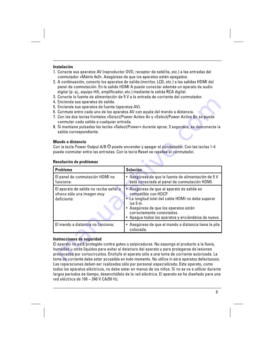 Hama Matrix 4x2 Operating	 Instruction Download Page 10