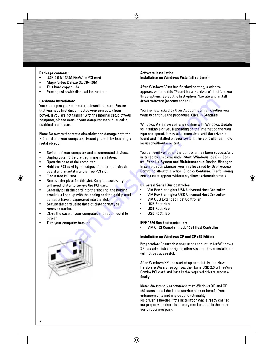 Hama USB 2.0/FireWire Plug in Card Operating	 Instruction Download Page 5