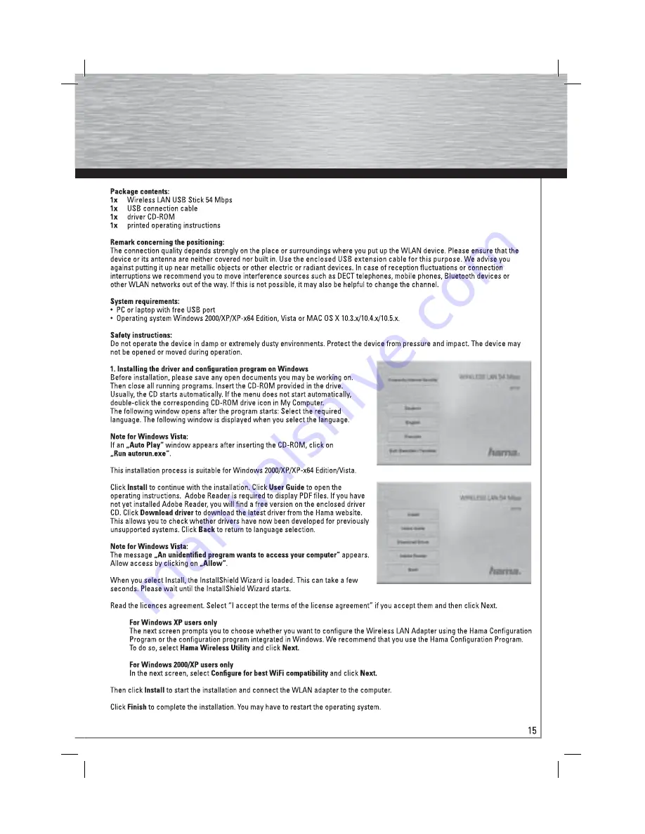 Hama WLAN USB Stick Operating Instruction Download Page 16