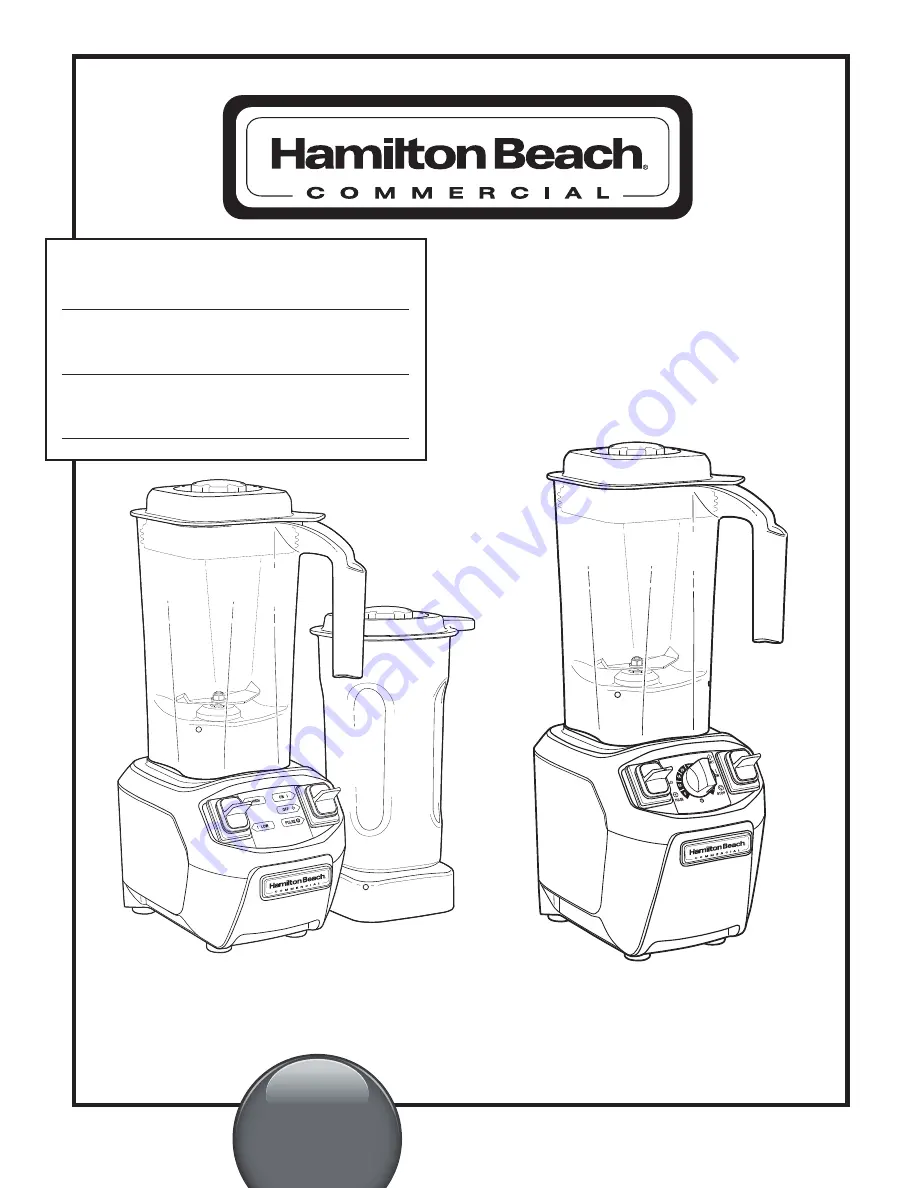 Hamilton Beach Commercial HBB255 Series Operation Manual Download Page 1