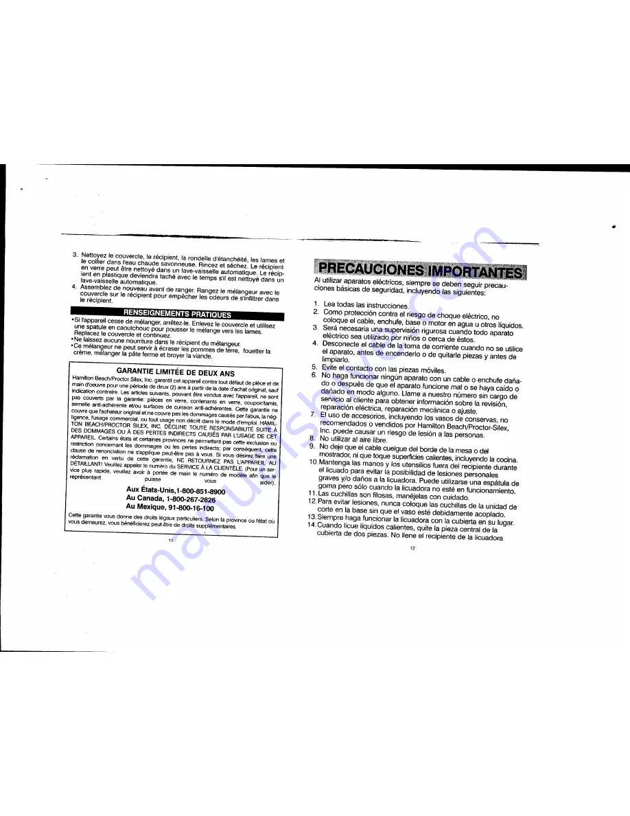 HAMILTON BEACH/PROCTOR SILEX 50100 Instruction Manual Download Page 7